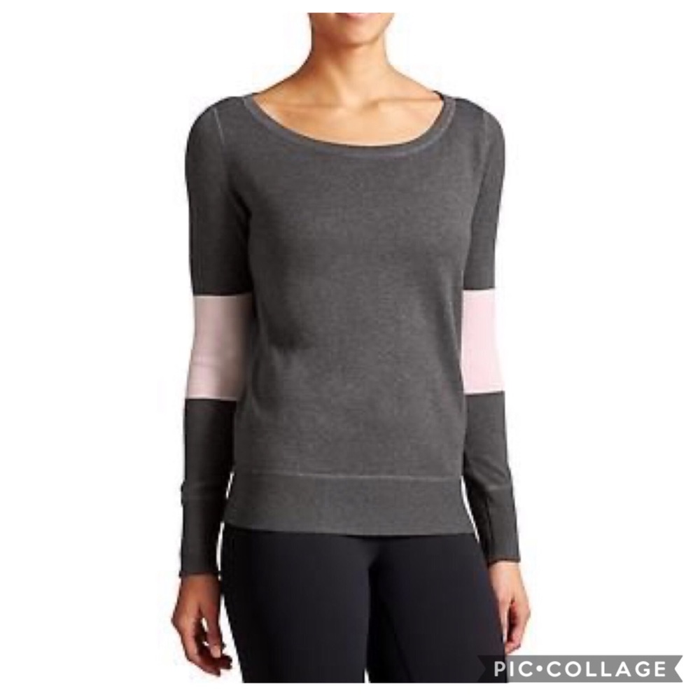 EUC Athleta Grey/Pink Rally Pullover Sweater